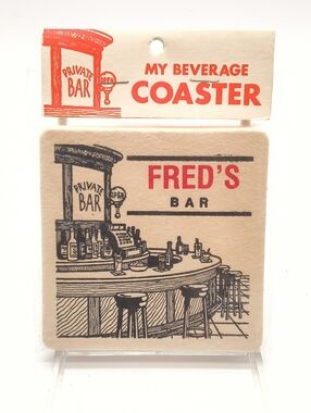 FRED’S BAR: The Coasters, The Myth, The Legend - 4 Personalized Vintage Coasters